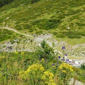 wanderer am pfad durch das jamtal